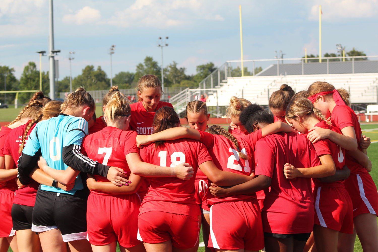Southmont huddles up before their Sagamore Conference opener against Western Boone.